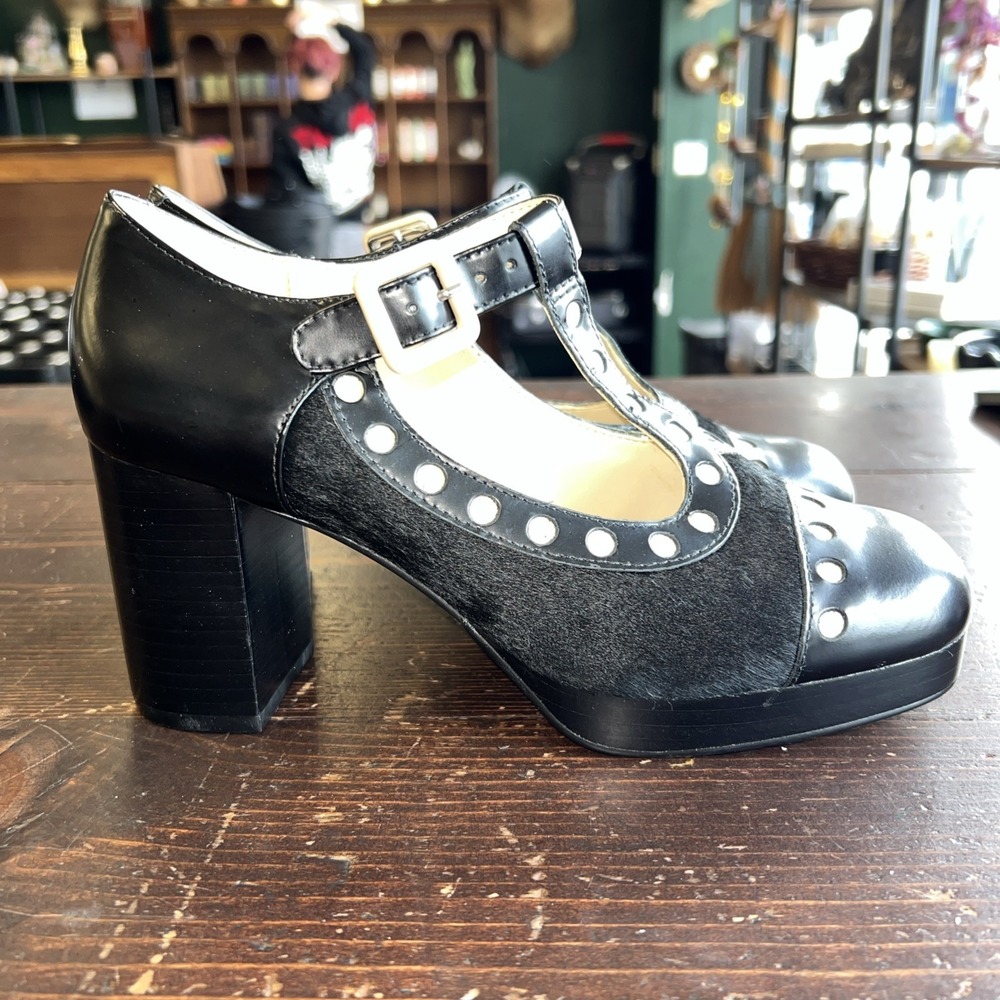 Orla Kiely X Clarks Orla Dotty Leather Mary Jane Sz7 Pinup Rockabilly Heels - Picture 4 of 8